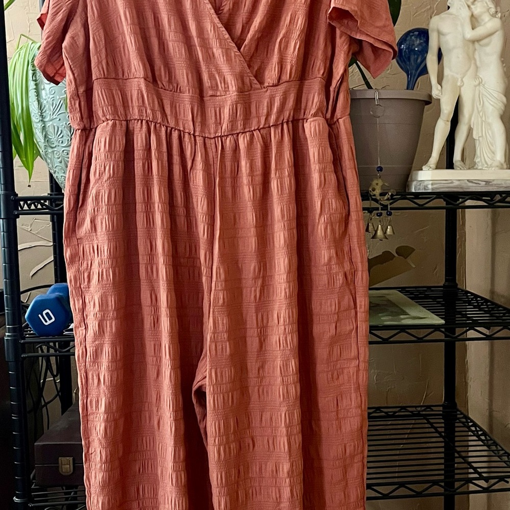 BloomChic Terracotta Textured Jumpsuit